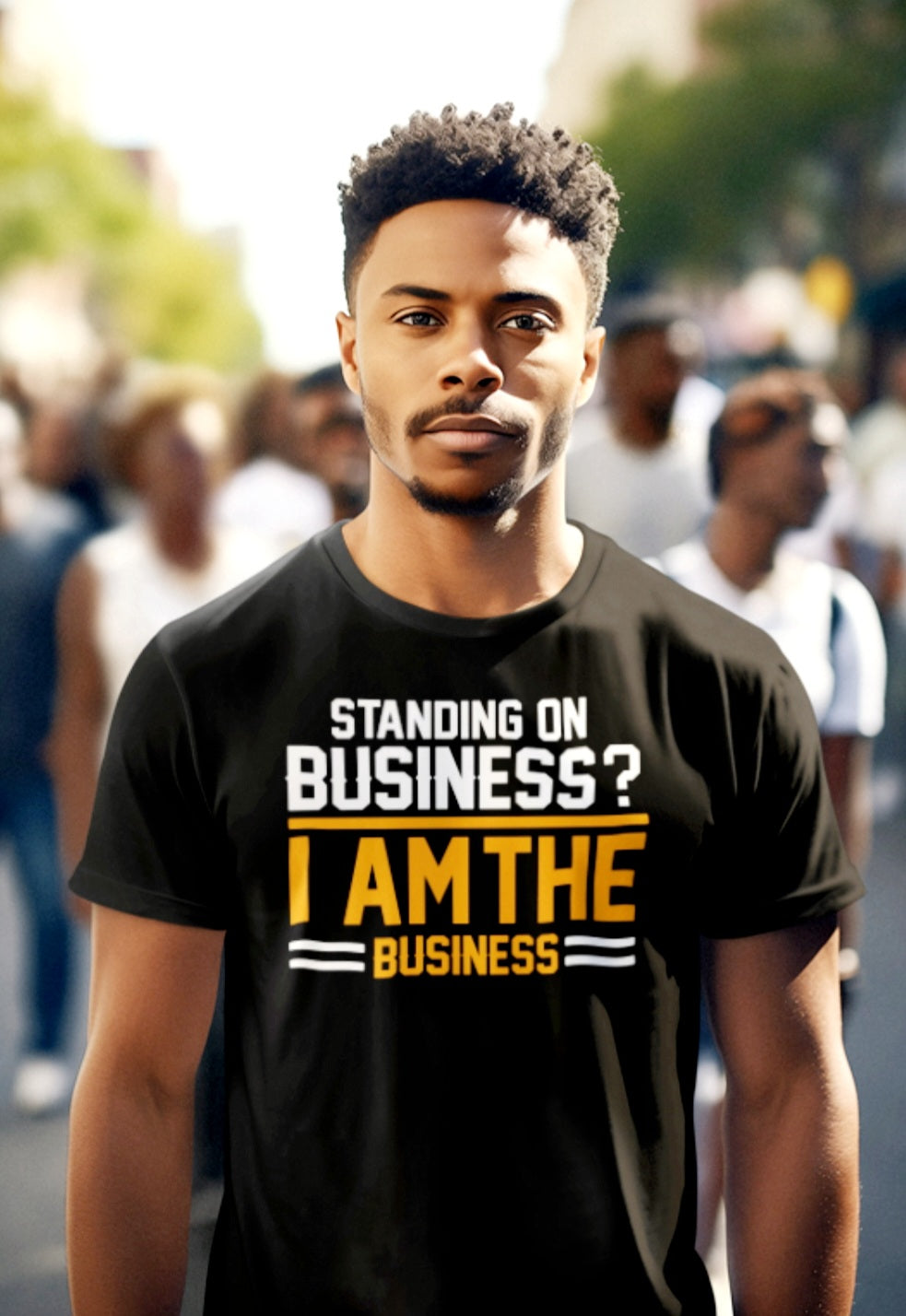 "STANDING ON BUSINESS?" blk short sleeved T-Shirt